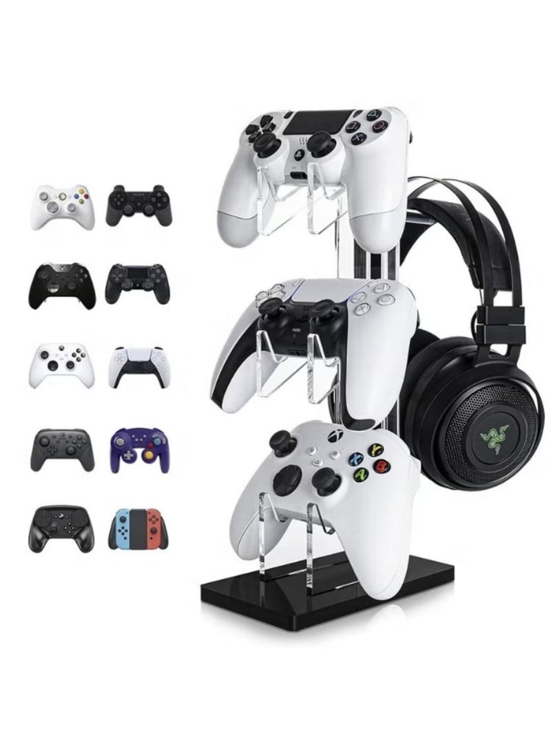 Universal 3 Tier Controller Stand and Headset Holder Game Accessories Storage Bracket for PS5 PS4, Controller Holder Headset Stand Gaming Accessories Black