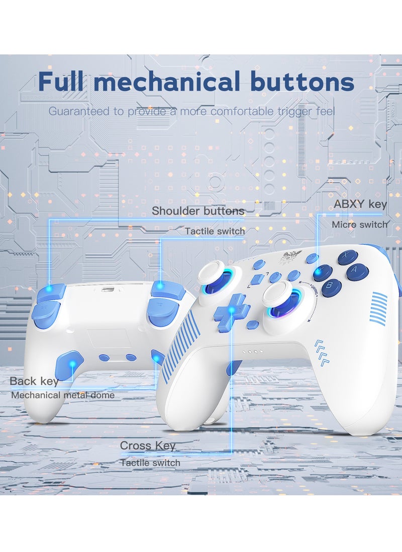 Wireless Game Controller Bluetooth Dual Mode Gamepad Remote Control with Adapter, Rechargeable Battery (White)