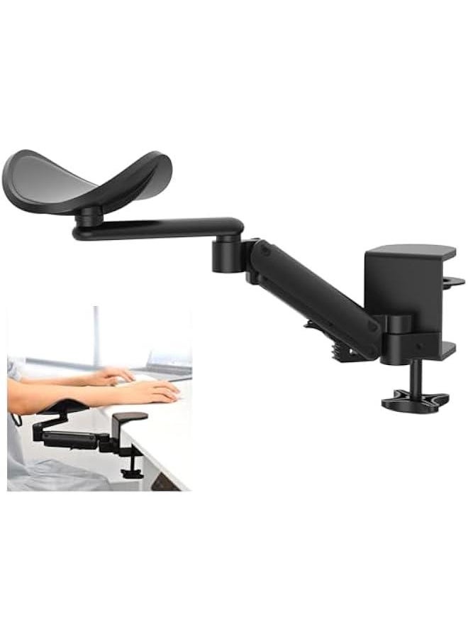 Adjustable Armrest for Desk, Ergonomic 360°Rotating Elbow Cushion Pad with 6-Level Height, Above Desk Extension Platform Arm Support for Left/Right Hand