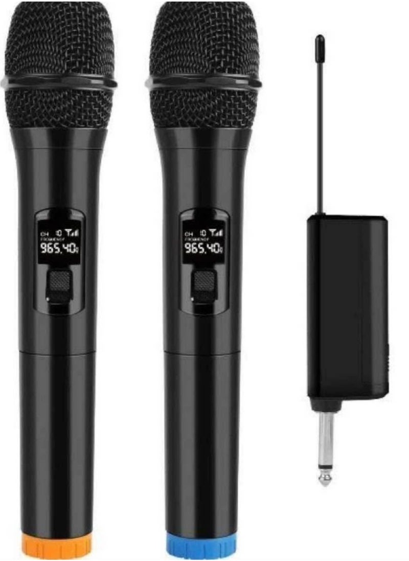 Wireless Microphone, UHF Dual Portable Handheld Dynamic Karaoke Mic with Rechargeable Receiver, Cordless Karaoke System for PA System, Speaker, Amplifier, Family Party, Singing, Meeting, 160 ft Range