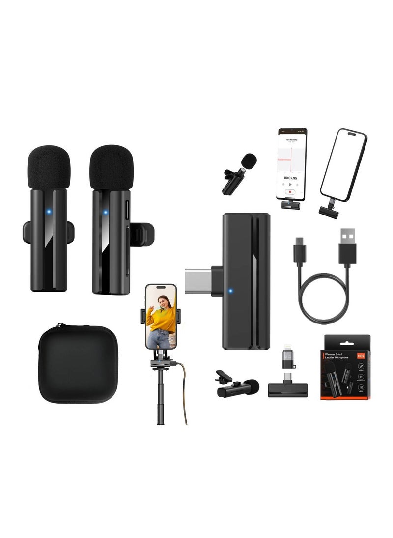 Wireless 2 in 1 Lavalier Microphone Noise Reduction 8 hours ofsustained work