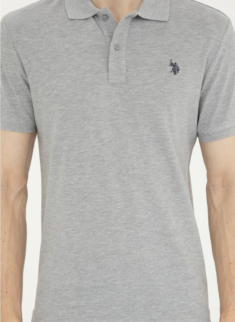 Base. Polo Assn. Polo Neck Gray Melange Men's T-Shirt GTP04IY024