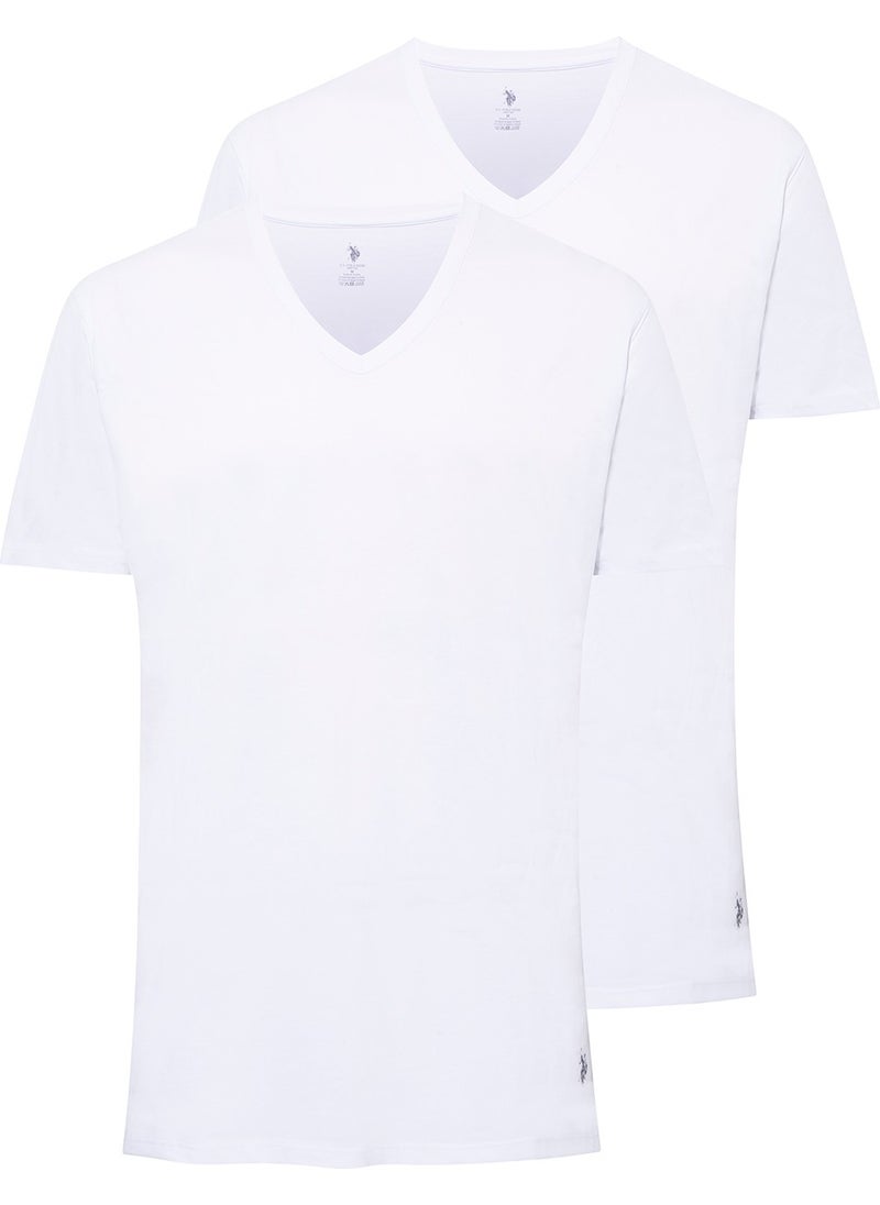 Base. Polo Assn. - Men's White 2 Pack V-Neck T-Shirt 90001