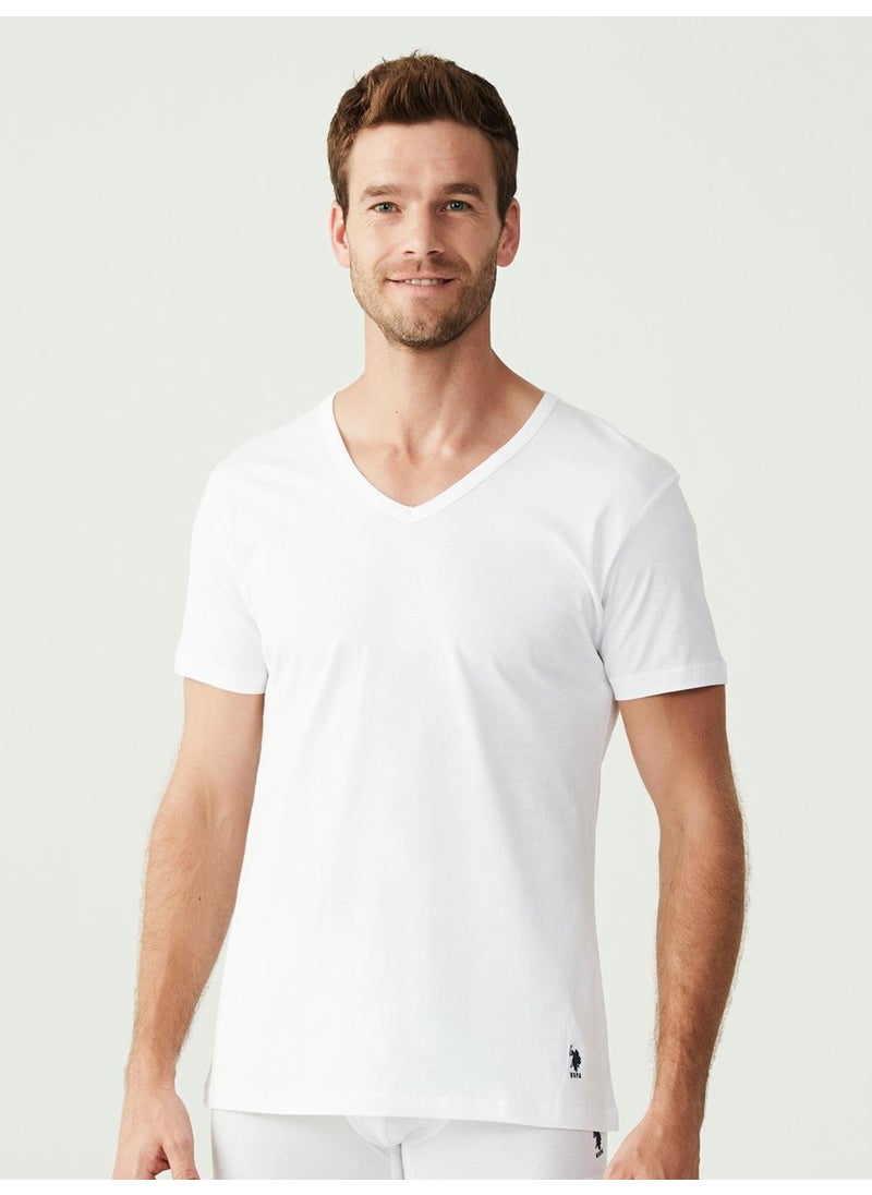 Base. Polo Assn. - Men's White 2 Pack V-Neck T-Shirt 90001