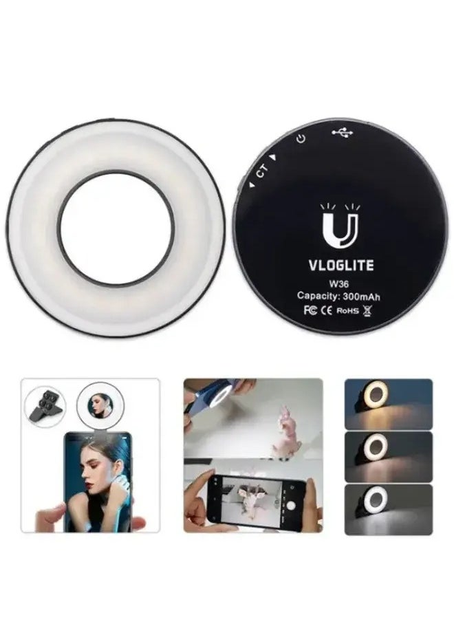 LED Ring Light with Adjustable Brightness, Clip-on Design for Phones/Tablets, Ideal for Selfies, Videos, Live Streams