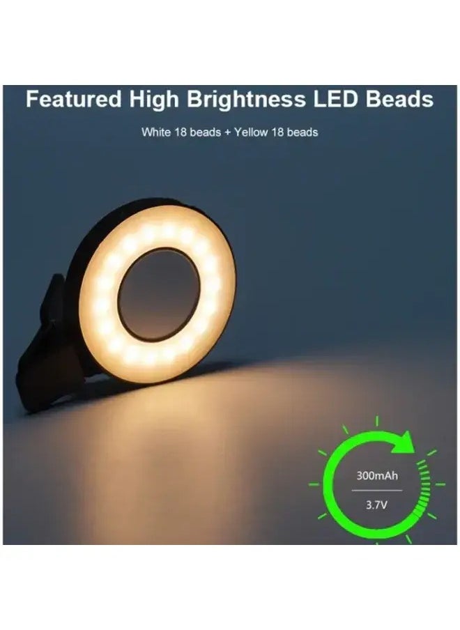 LED Ring Light with Adjustable Brightness, Clip-on Design for Phones/Tablets, Ideal for Selfies, Videos, Live Streams