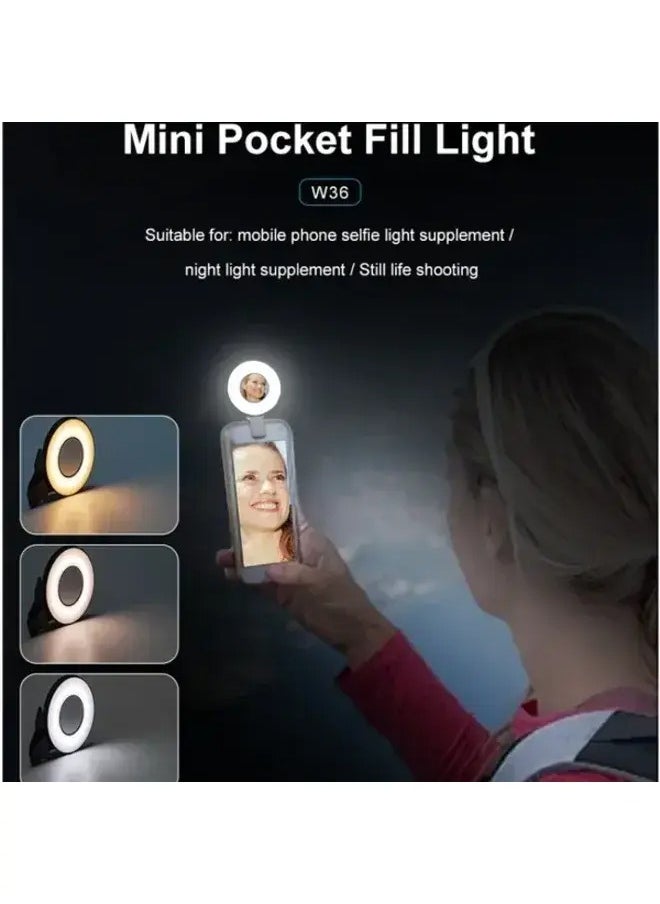 LED Ring Light with Adjustable Brightness, Clip-on Design for Phones/Tablets, Ideal for Selfies, Videos, Live Streams