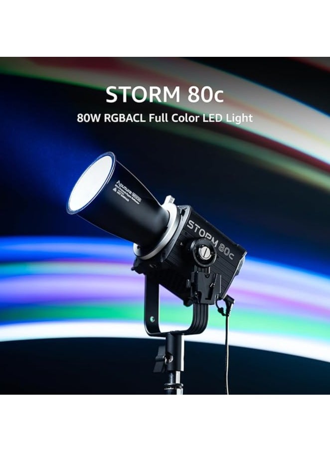 Aputure STORM 80c RGBACL Full-Color LED Video Light, 80W Portable Point Light with 1800-20000K CCT Range, IP65 Waterproof, Multiple Dimming Modes, V-Mount Support, Sidus Link APP Control