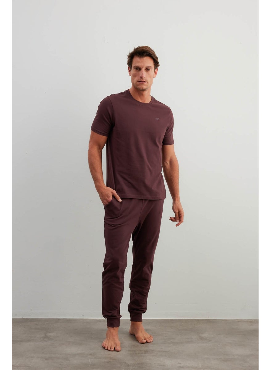 Men's Cotton Short Sleeve Long Pajama Set