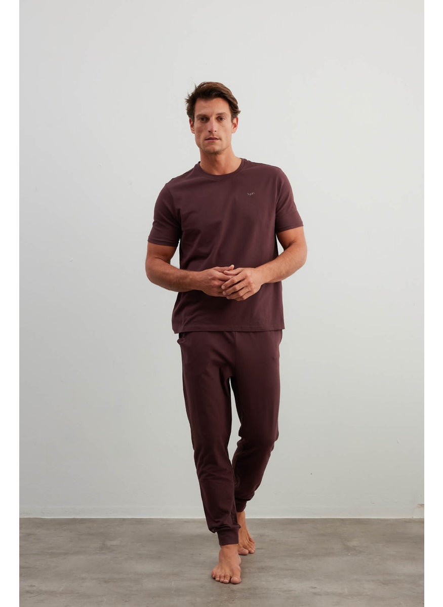 Men's Cotton Short Sleeve Long Pajama Set