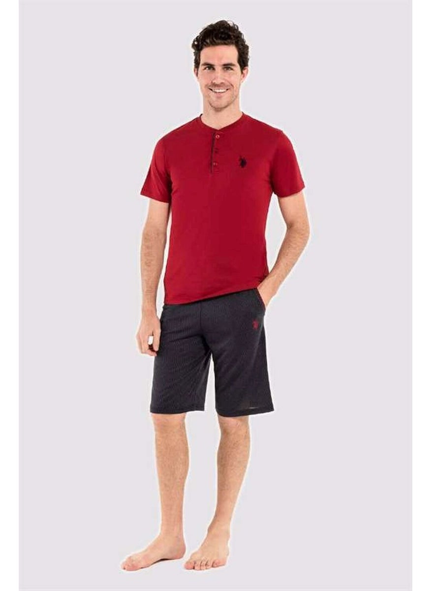 BASE. Polo Assn. 12005 Men's 3-Piece Pajamas Set - Claret Red