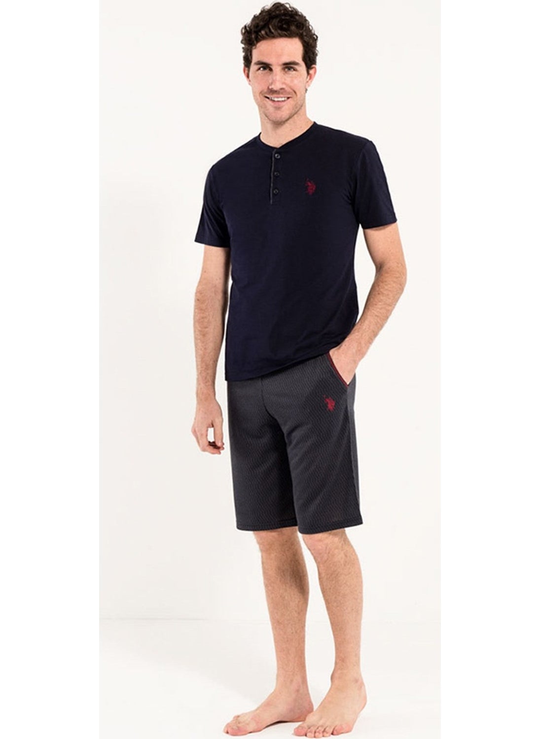 BASE. Polo Assn. Men's Claret Red 3-Piece Pajama Set