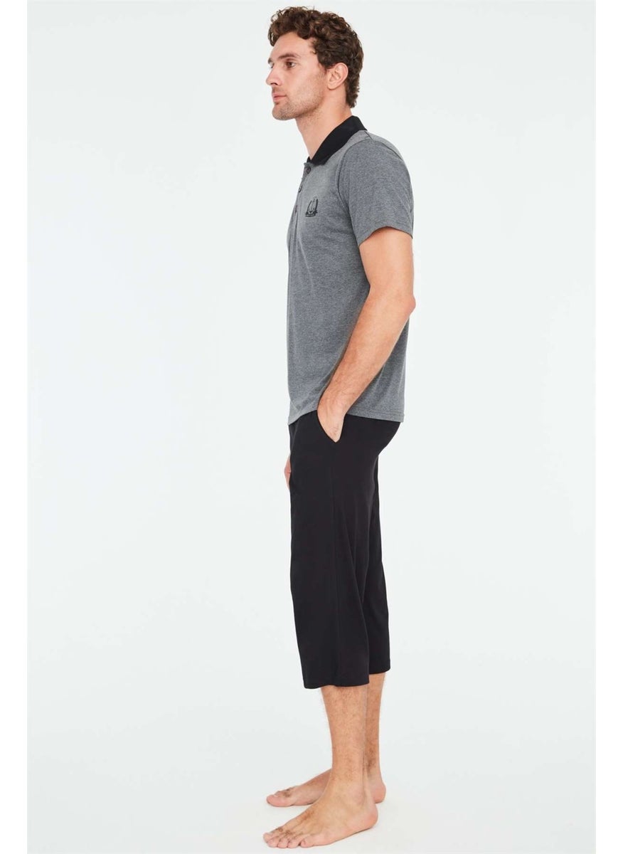 Mod Collection - Men's Anthracite Melange Capri Set 3823