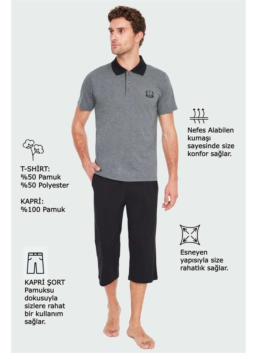 Mod Collection - Men's Anthracite Melange Capri Set 3823