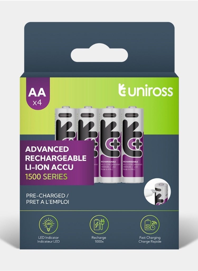 Uniross USB-C AA 1.5V Rechargeable Battery (Pack 4)