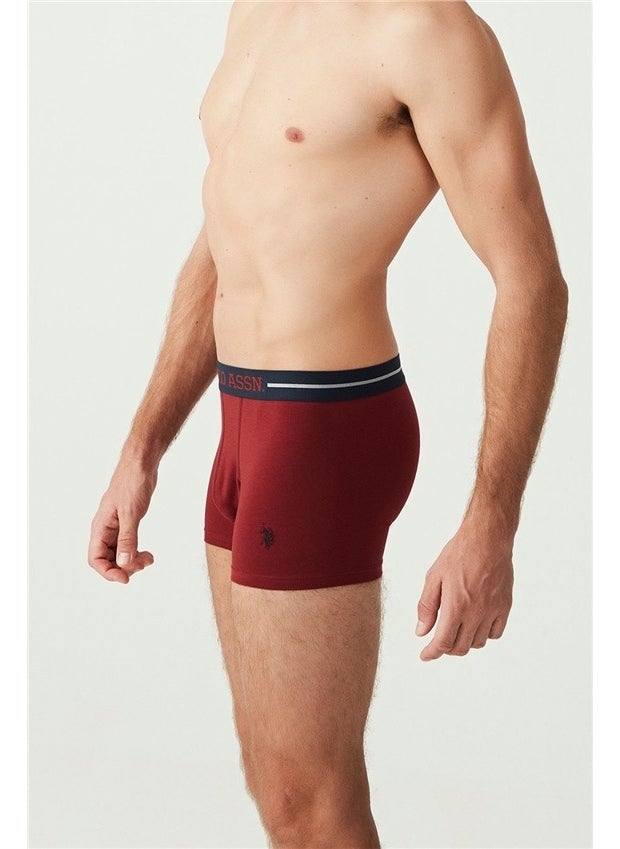 Claret Red Navy Blue Gray Cotton Lycra 3-Pack Men's Boxer