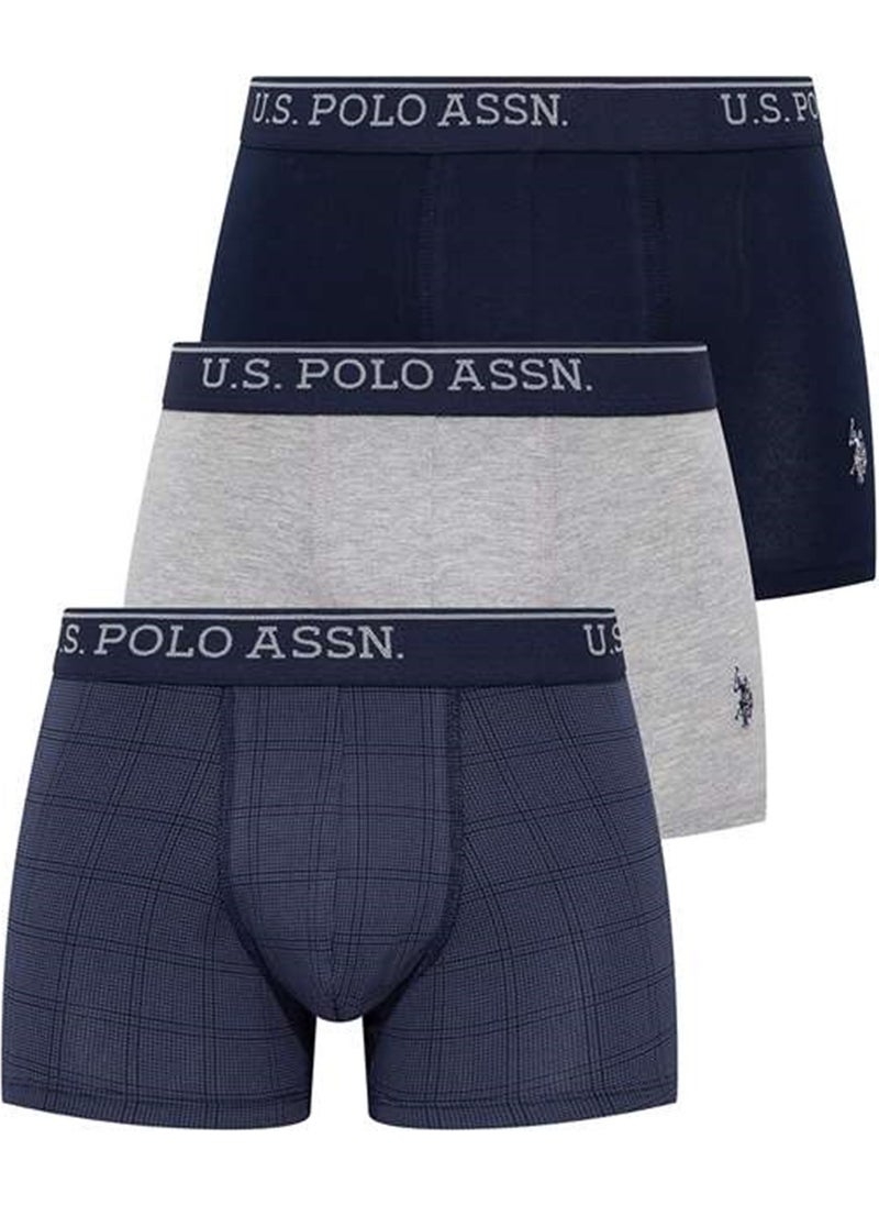 BASE. Polo Assn. 80263 Men's 3-pack Boxer - Navy blue&greymelange&indigoprinted