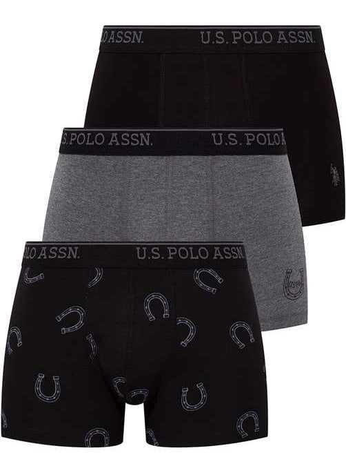 BASE. Polo Assn. Men's Anthracite Melange - Black 3-Piece Boxer