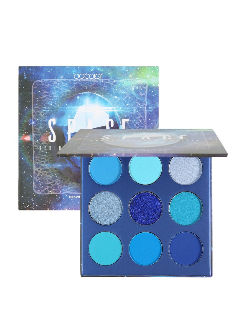 Eyeshadow Palette 9 Colors Blue Pearlescent Gemstone Shadow Palette Highly Pigmented Mattes Shimmers Naked Smokey Glitter Cream Colorful Powder Blendable Long Lasting Waterproof Makeup Palette