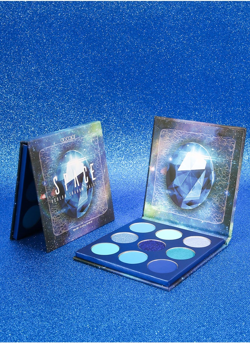 Eyeshadow Palette 9 Colors Blue Pearlescent Gemstone Shadow Palette Highly Pigmented Mattes Shimmers Naked Smokey Glitter Cream Colorful Powder Blendable Long Lasting Waterproof Makeup Palette