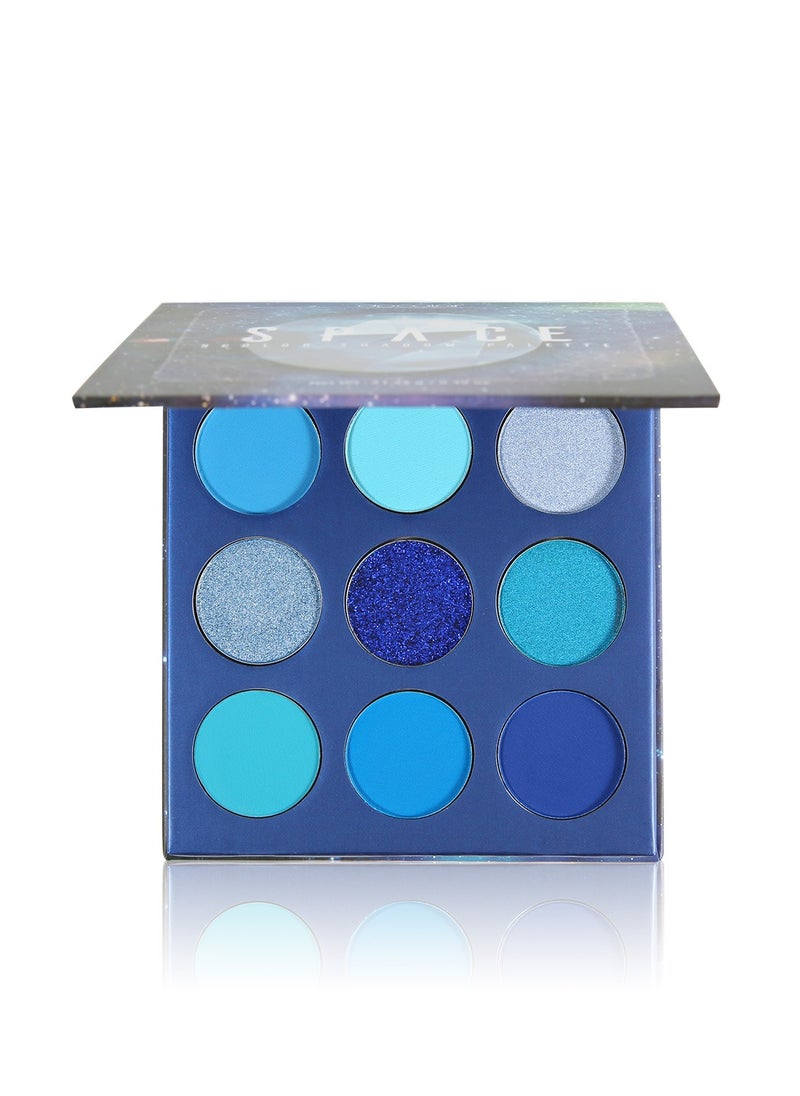 Eyeshadow Palette 9 Colors Blue Pearlescent Gemstone Shadow Palette Highly Pigmented Mattes Shimmers Naked Smokey Glitter Cream Colorful Powder Blendable Long Lasting Waterproof Makeup Palette