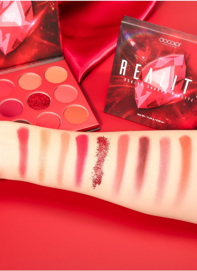 docolor Eyeshadow Palette 9 Colors Red Pearlescent Gemstone Shadow Palette Highly Pigmented Mattes Shimmers Naked Smokey Glitter Cream Colorful Powder Blendable Long Lasting Waterproof Makeup Palette