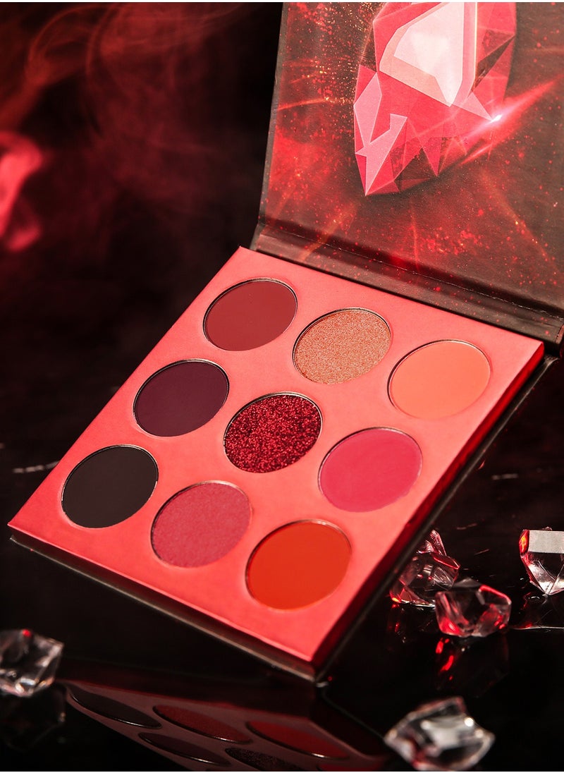 docolor Eyeshadow Palette 9 Colors Red Pearlescent Gemstone Shadow Palette Highly Pigmented Mattes Shimmers Naked Smokey Glitter Cream Colorful Powder Blendable Long Lasting Waterproof Makeup Palette