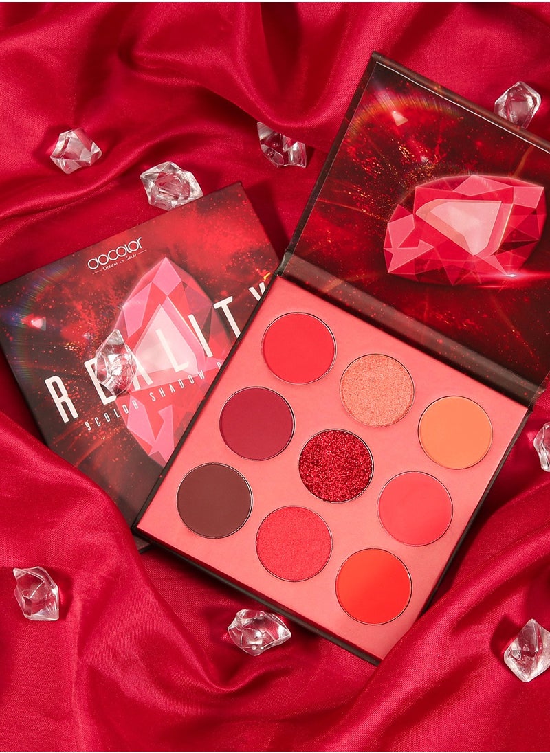 docolor Eyeshadow Palette 9 Colors Red Pearlescent Gemstone Shadow Palette Highly Pigmented Mattes Shimmers Naked Smokey Glitter Cream Colorful Powder Blendable Long Lasting Waterproof Makeup Palette