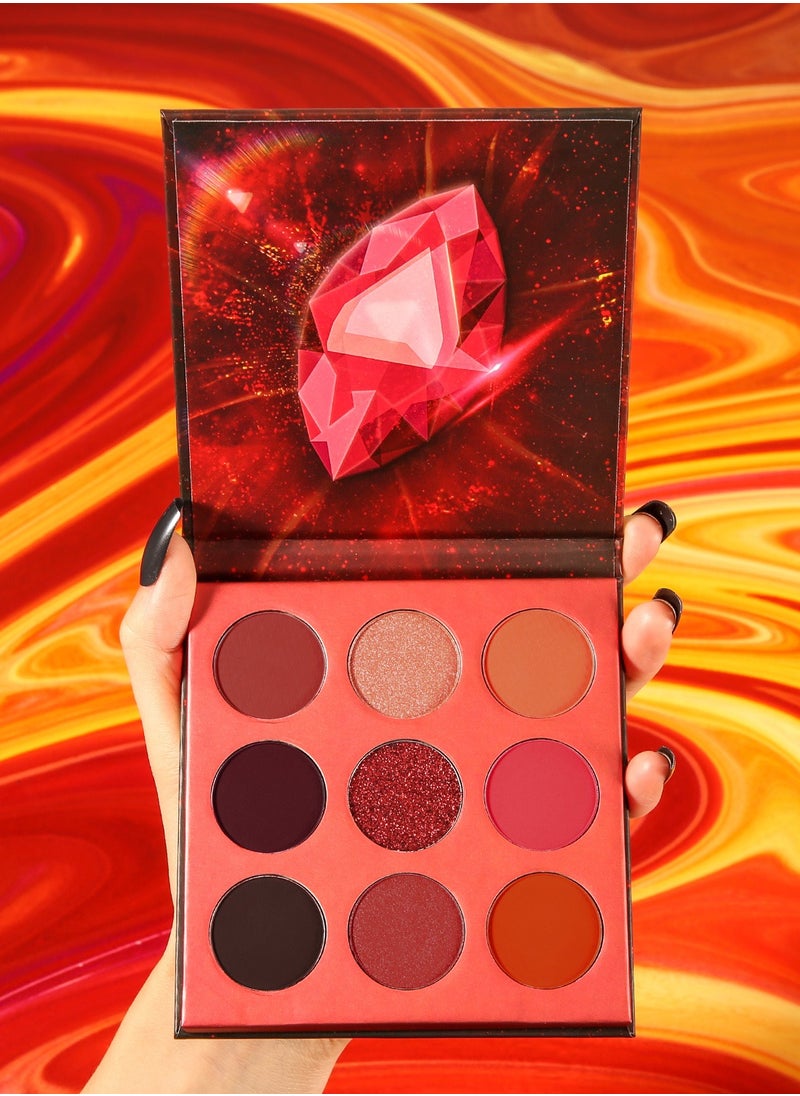 docolor Eyeshadow Palette 9 Colors Red Pearlescent Gemstone Shadow Palette Highly Pigmented Mattes Shimmers Naked Smokey Glitter Cream Colorful Powder Blendable Long Lasting Waterproof Makeup Palette