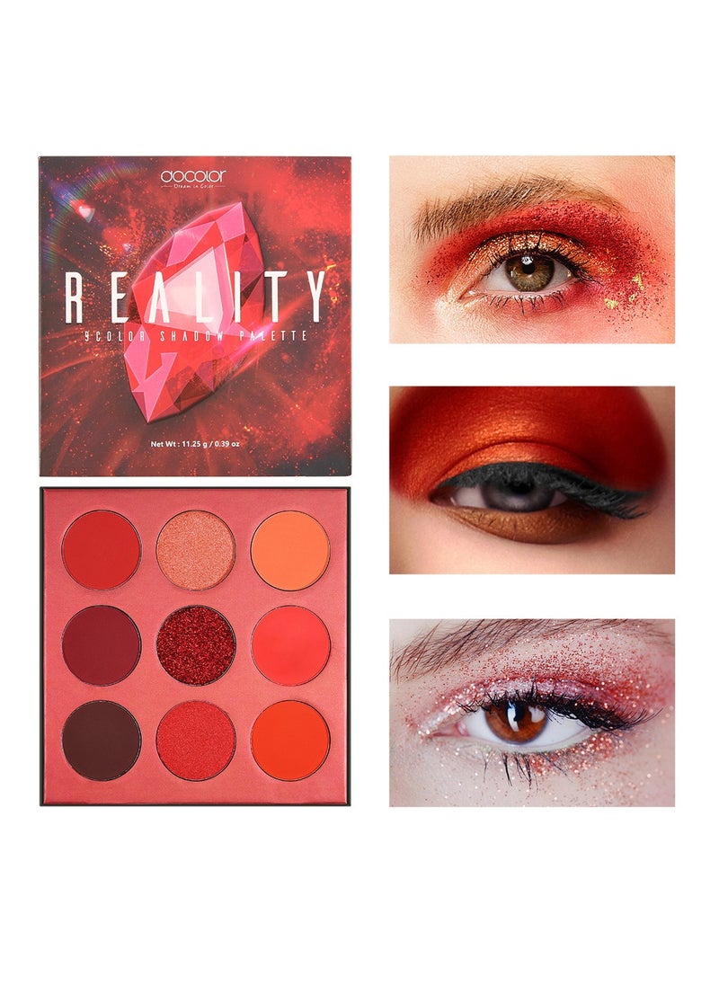 docolor Eyeshadow Palette 9 Colors Red Pearlescent Gemstone Shadow Palette Highly Pigmented Mattes Shimmers Naked Smokey Glitter Cream Colorful Powder Blendable Long Lasting Waterproof Makeup Palette