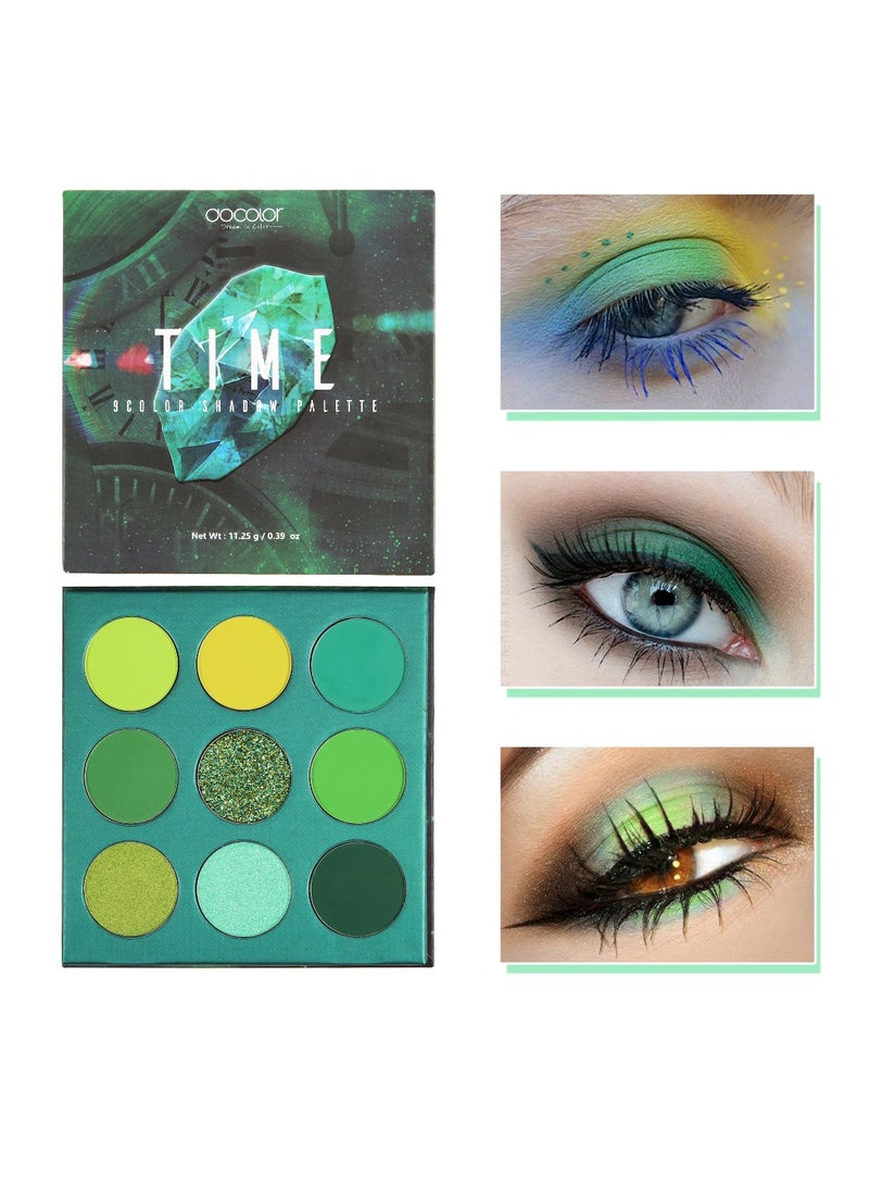 Eyeshadow Palette 9 Colors Green Pearlescent Gemstone Shadow Palette Highly Pigmented Mattes Shimmers Naked Smokey Glitter Cream Colorful Powder Blendable Long Lasting Waterproof Makeup Palette