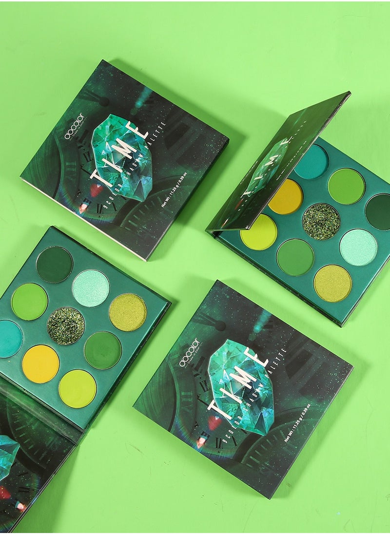 Eyeshadow Palette 9 Colors Green Pearlescent Gemstone Shadow Palette Highly Pigmented Mattes Shimmers Naked Smokey Glitter Cream Colorful Powder Blendable Long Lasting Waterproof Makeup Palette