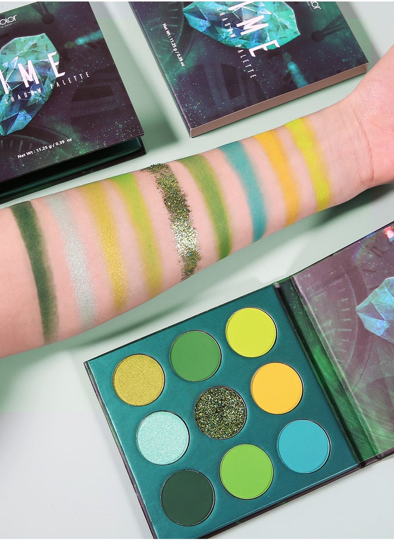 Eyeshadow Palette 9 Colors Green Pearlescent Gemstone Shadow Palette Highly Pigmented Mattes Shimmers Naked Smokey Glitter Cream Colorful Powder Blendable Long Lasting Waterproof Makeup Palette