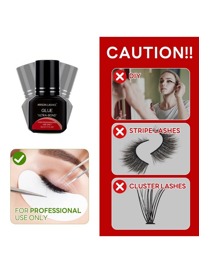 Professional Eyelash Extension Glue Extra Powerful Lash Glue 1 Sec Drying time 6-8 Weeks Retention Black Eyelash Adhesive Maximum Bonding Power for Semi-Permanent Extensions Professional Use Only