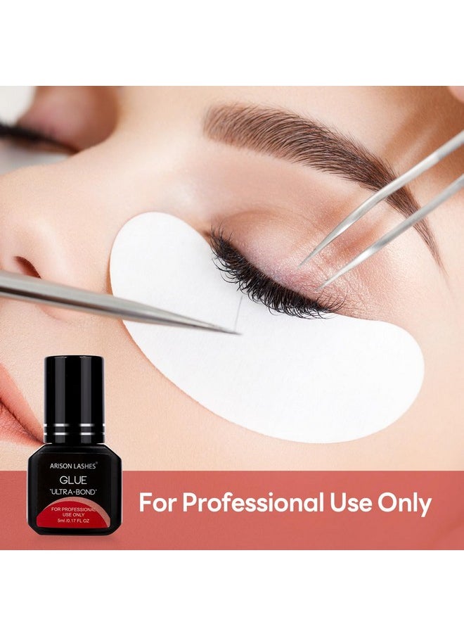 Professional Eyelash Extension Glue Extra Powerful Lash Glue 1 Sec Drying time 6-8 Weeks Retention Black Eyelash Adhesive Maximum Bonding Power for Semi-Permanent Extensions Professional Use Only