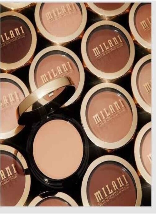 Milani Conceal + Perfect Smooth Finish Cream to Powder Foundation – Sand Beige | Full Coverage, Lightweight, Natural Matte Finish, Buildable Formula, Long-Lasting Wear, Vegan & Cruelty-Free