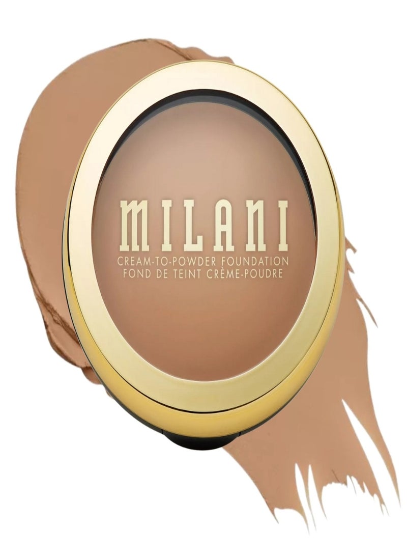 Milani Conceal + Perfect Smooth Finish Cream to Powder Foundation – Sand Beige | Full Coverage, Lightweight, Natural Matte Finish, Buildable Formula, Long-Lasting Wear, Vegan & Cruelty-Free