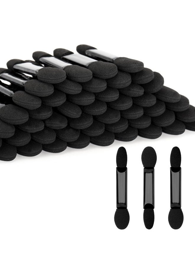 100Pcs Eyeshadow Applicators Dual Head, Black Eye Shadow Brushes, Sponge Eyeshadow Applicator Double Side, 2.16