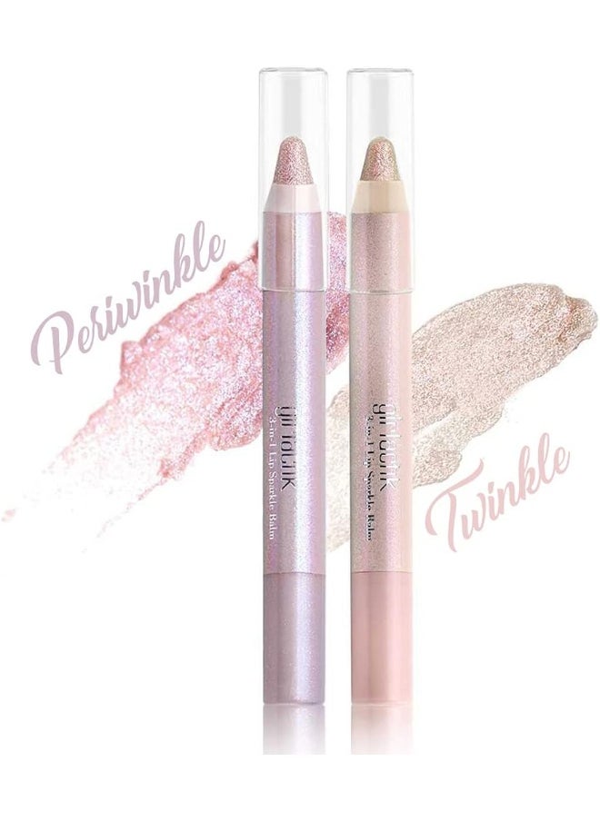 3-In-1 Lip Sparkle Balm - Luxurious Gloss Trio For Radiant Lips And Elegant Shine (Periwinkle)