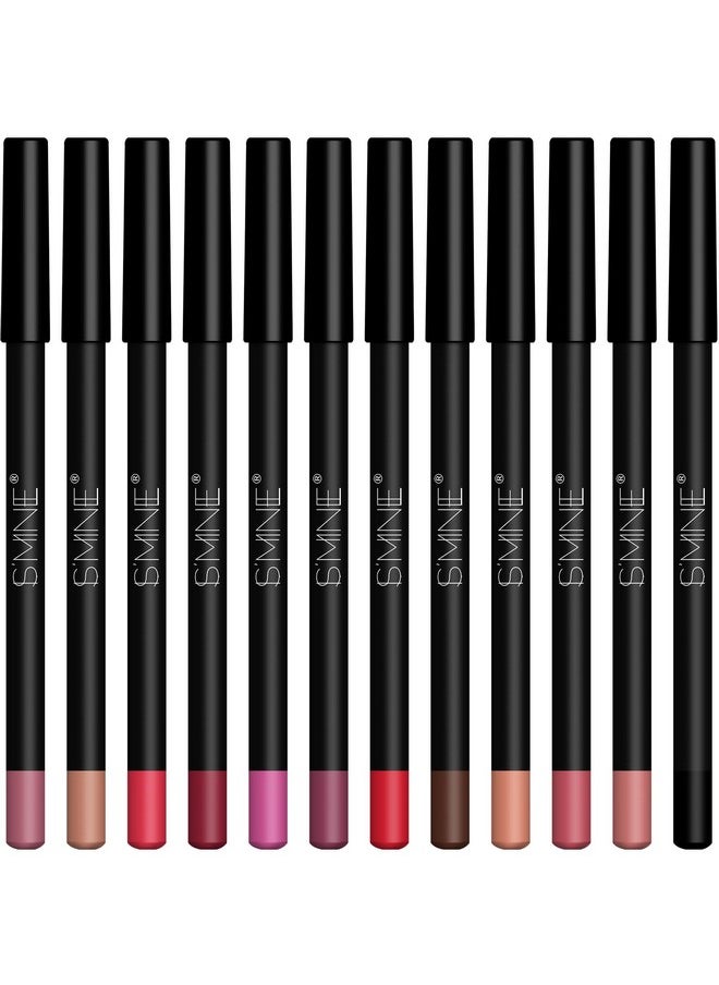 Matte Lip Liner Set - 12 Assorted Colors High Pigmented Natural Lip Makeup Soft Pencils Longwear Smooth Ultra Fine (Color Set -1)