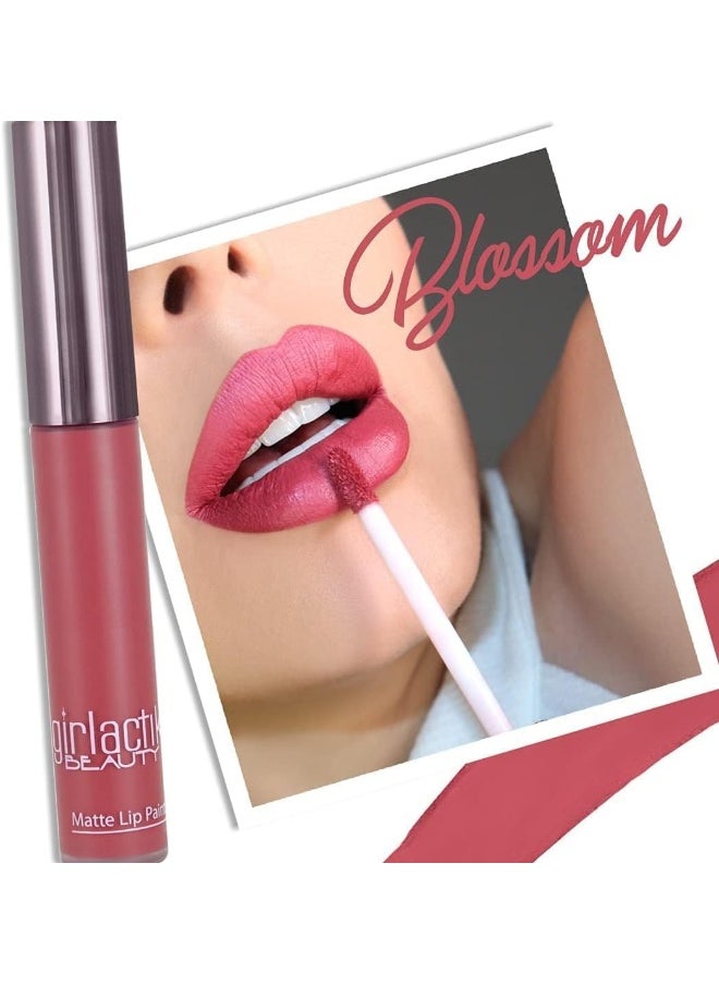 Liquid Lipstick. Stay All Day Creamy & Waterproof Matte Lipliquid. Moisturizing Hydrating, Smudge Proof, For Dry Lips - Blossom