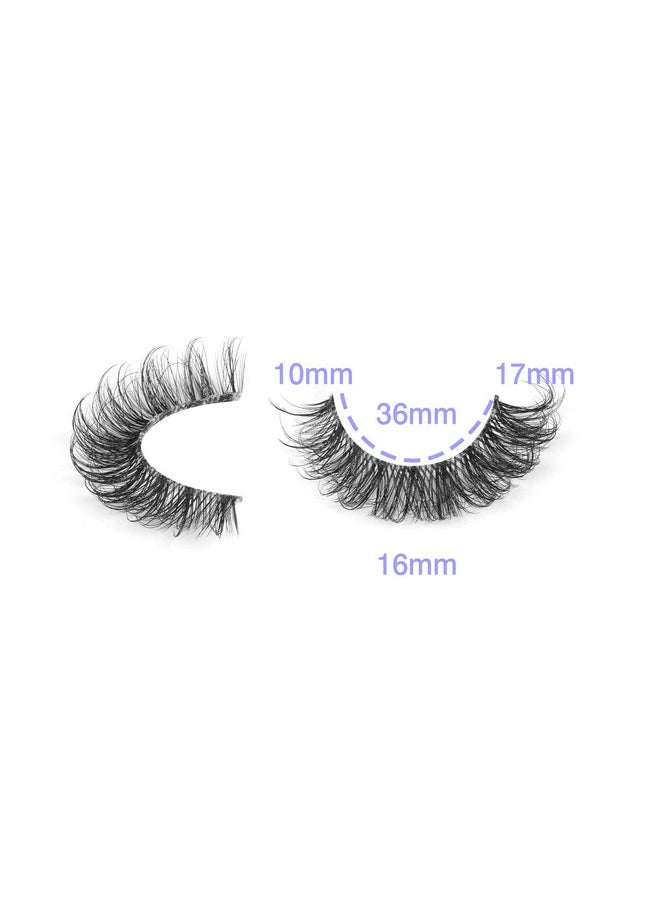 Eyelashes Clear Band Natural Wispy Fluffy Lashes Natural Look Russian Strip Lashes 3D Effect 16Mm Cat Eye Lashes That Look Like Extensions False Lashes 10 Pairs Pack