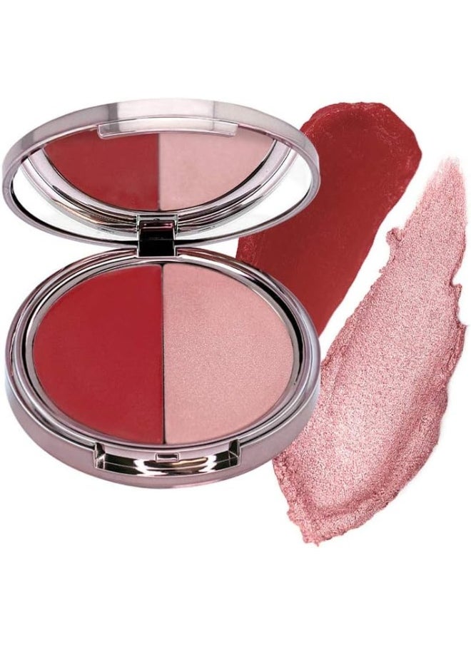 Usa. Cream Powder Blush & Cheek Tint Duo. Matte Shimmer Finish. Lightweight, Pigmented, Buildable Coverage. -Glow Duo Blush, L'Amour