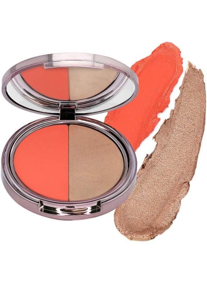 Usa. Cream Powder Blush & Cheek Tint Duo. Matte & Shimmer Finish. Lightweight, Pigmented, Buildable Coverage. -Glow Duo Blush, La Vie