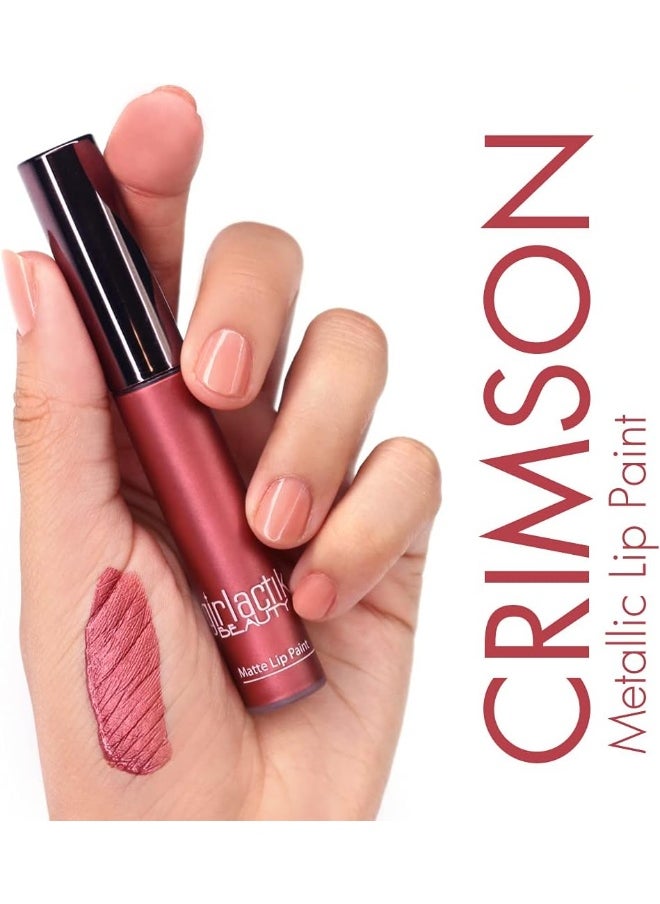 Usa. Matte Lip Liquid In Nude Pink Shade. Longwear, Pigmented & Non-Drying Lipstick. -Crimson