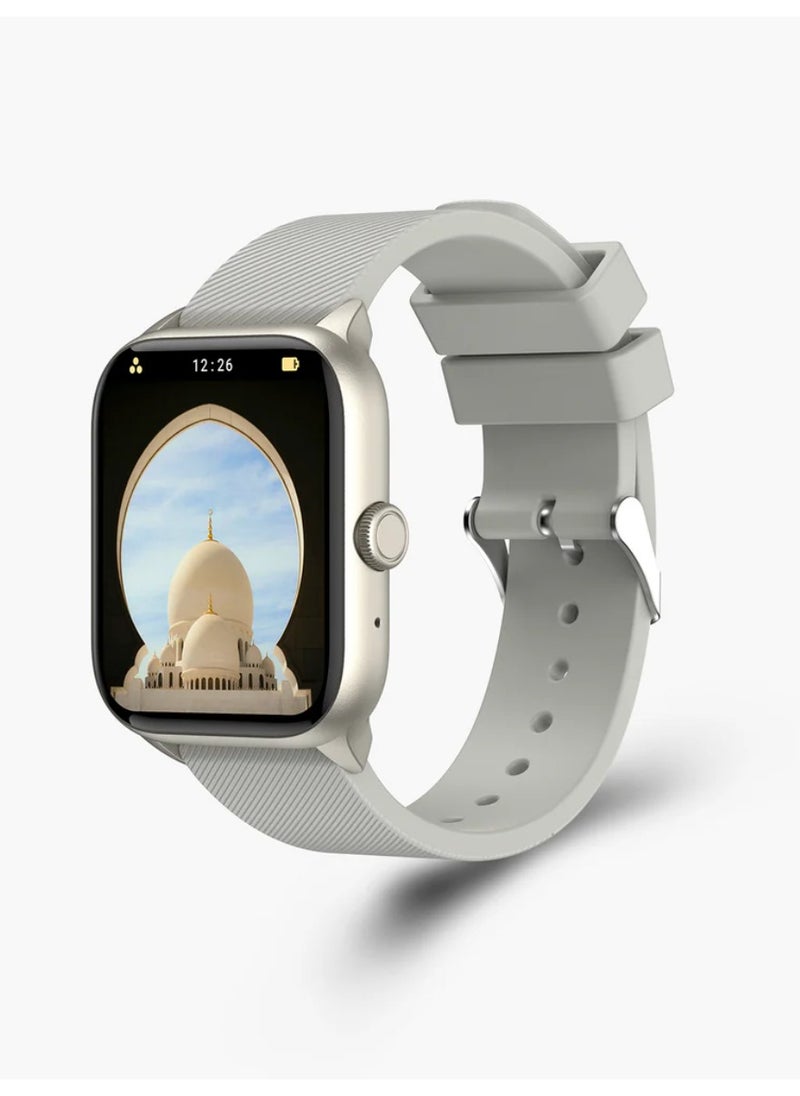 Quran Watch S2 Smartwatch For Unisex AMOLED Display Bluetooth Calling Watch IP67 Waterproof Fitness Watches Compatible With Android iOS Full Quran Recitation Prayer Reminder iQibla QWatch S2 Smart Watch iQibla Watch White