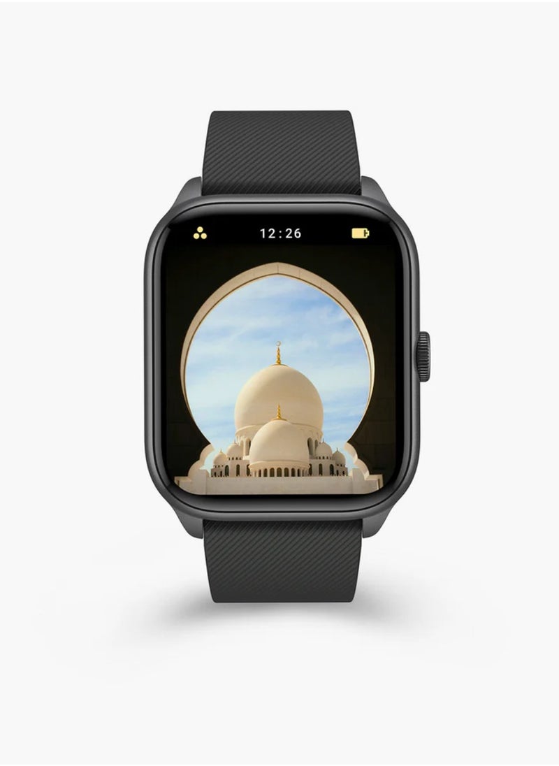 Quran Watch S2 Smartwatch For Unisex AMOLED Display Bluetooth Calling Watch IP67 Waterproof Fitness Watches Compatible With Android iOS Full Quran Recitation Prayer Reminder iQibla QWatch S2 Smart Watch iQibla Watch Black