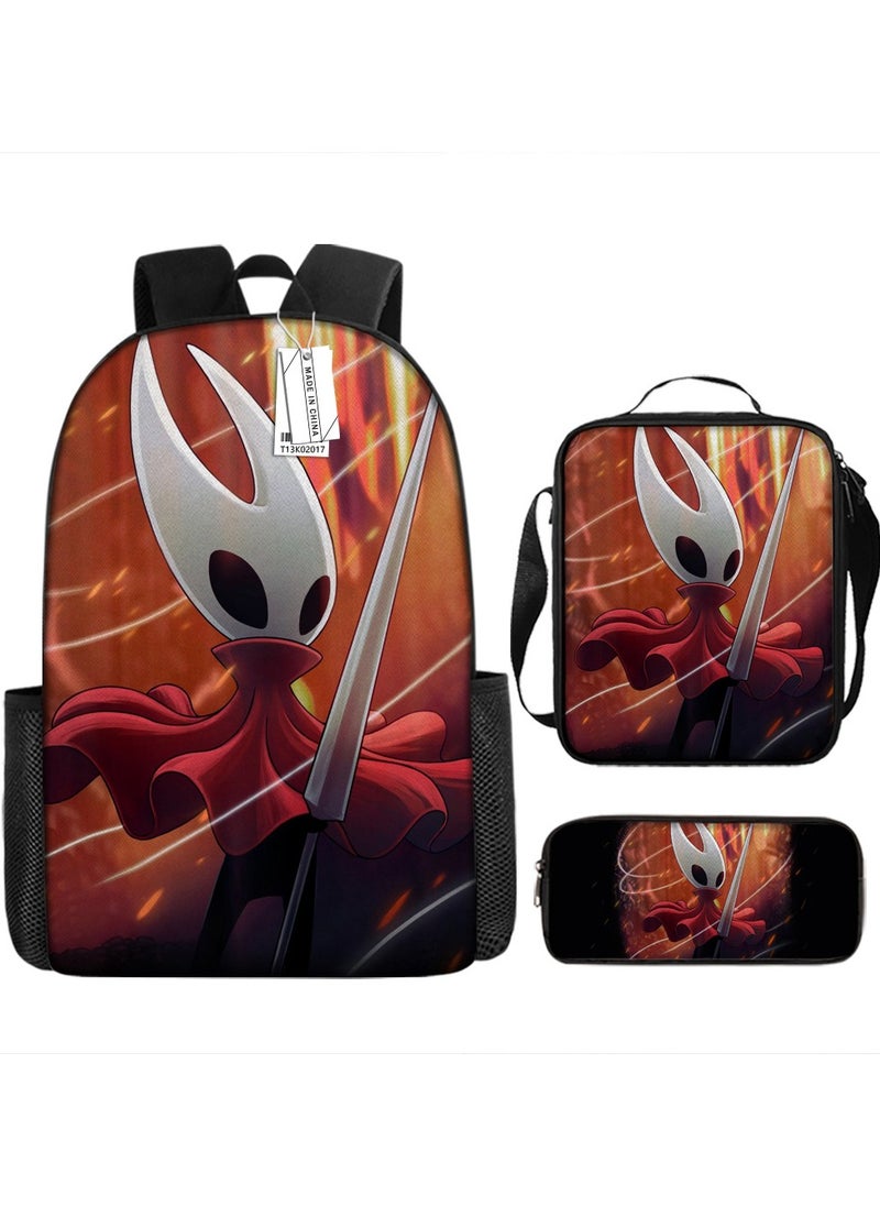 Printed backpack polyester schoolbag large-capacity cross-body bag student-K02-: Empty World (universal standard three-piece set)