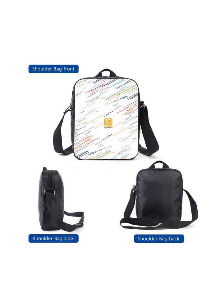 Printed backpack polyester schoolbag large-capacity cross-body bag student-M02-: Mini Paradise Mini World (universal standard three-piece set)