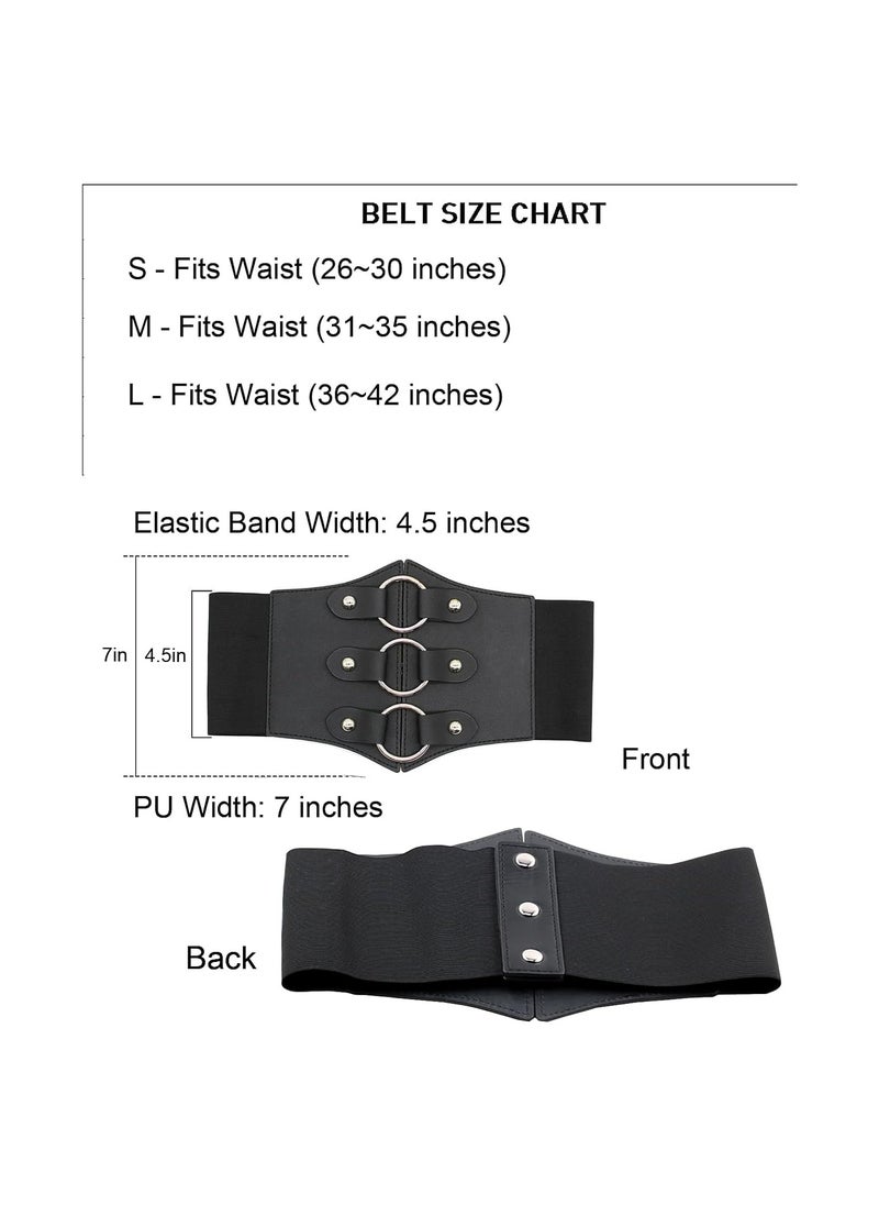 Women Wide Corset Elastic Belt, Lace-up Tied Waspie Corset Belts Ladies  Costume, Vintage Elastic Waist Belt High Waist PU Leather Tied Costume for  (Length 60-80cm)